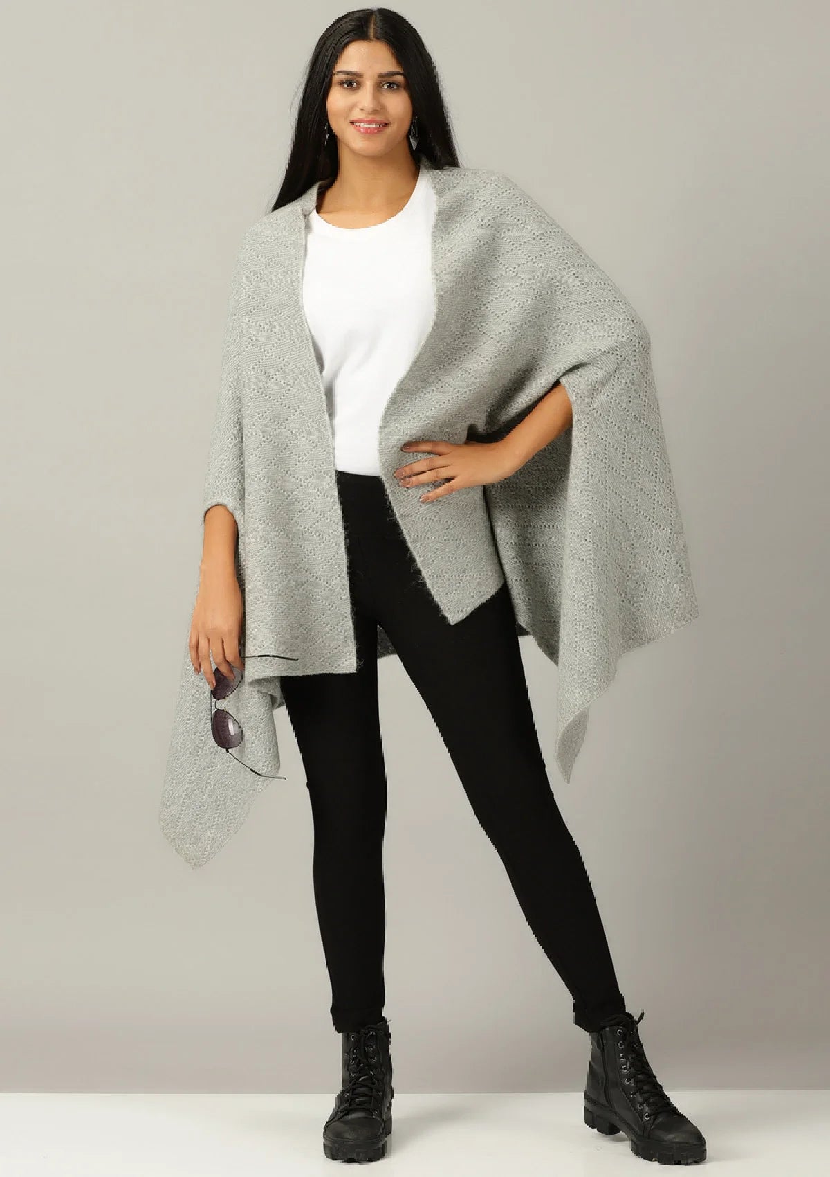 Grey Knitted Poncho Price