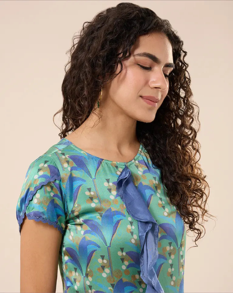 Yuri Printed Floral Ruffle Dress for women