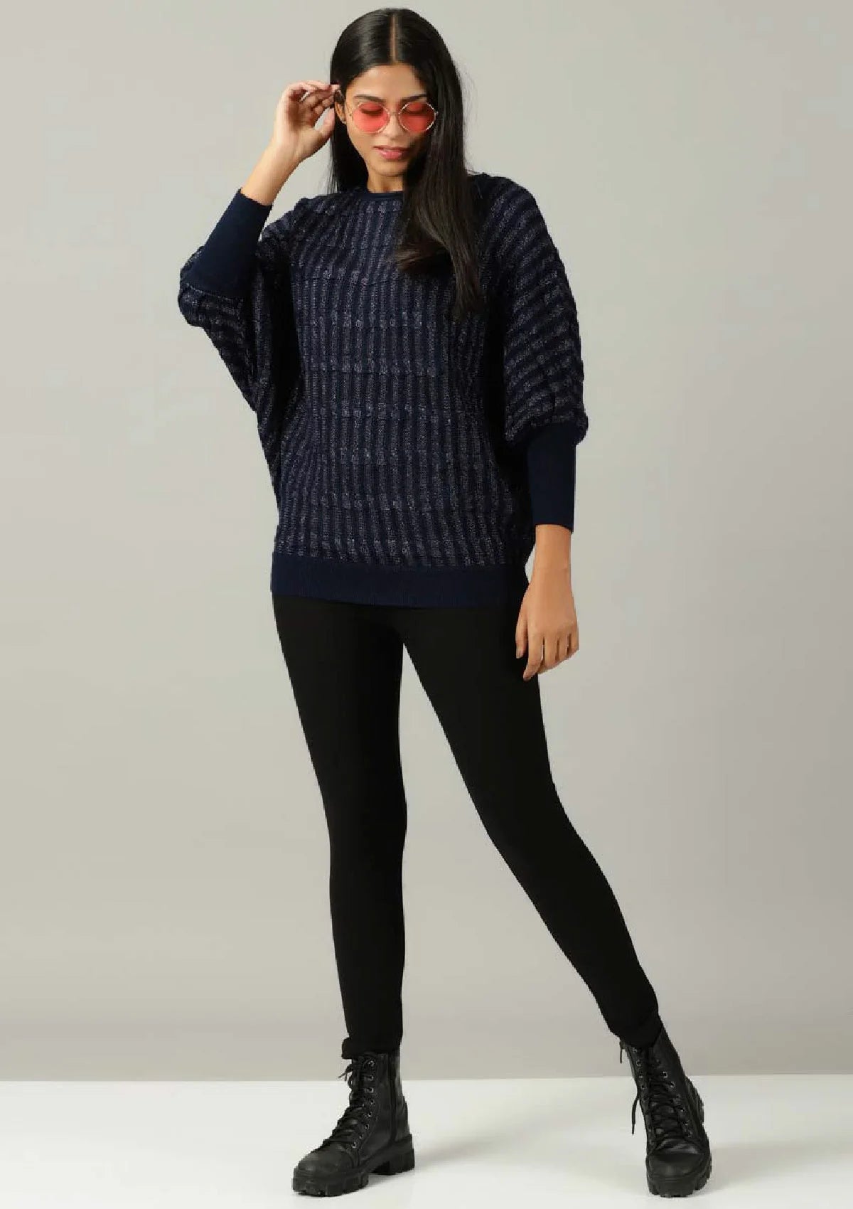 Buy Navy Blue Shimmer Pullover Online