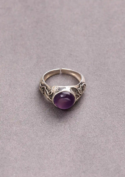 Buy The Amethyst Studded Embossed Ring Online