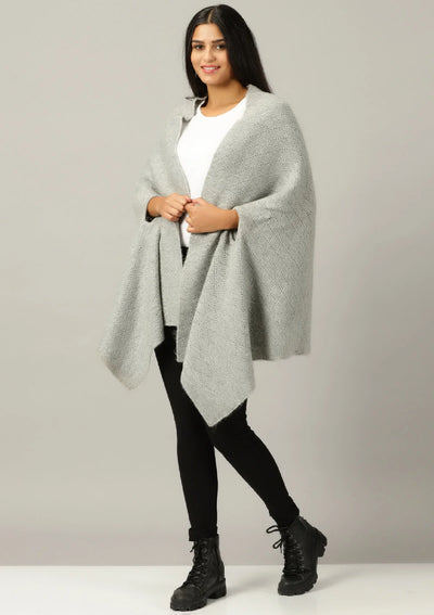 Buy Grey Knitted Poncho Online