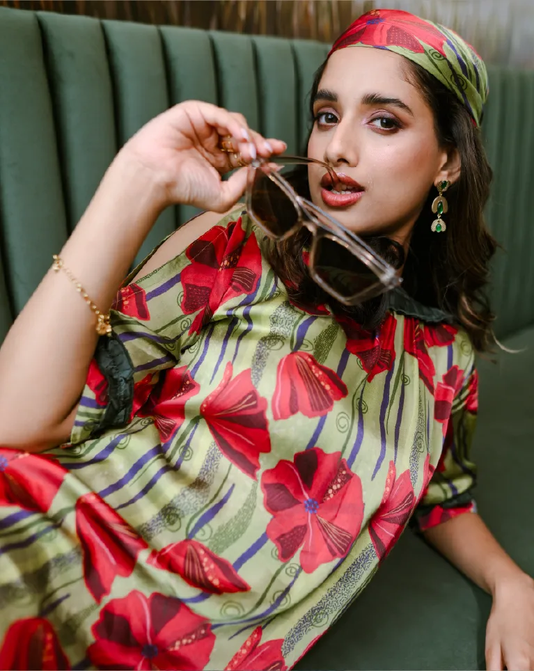 Buy Leilani Cold Shoulder Floral Printed Dress for women