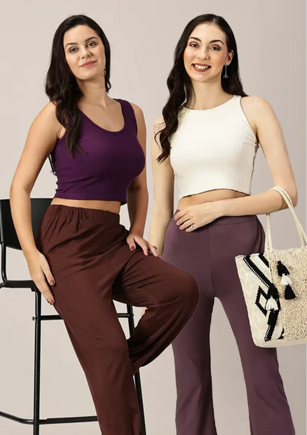 Solid Ribbed Crop Top Combo