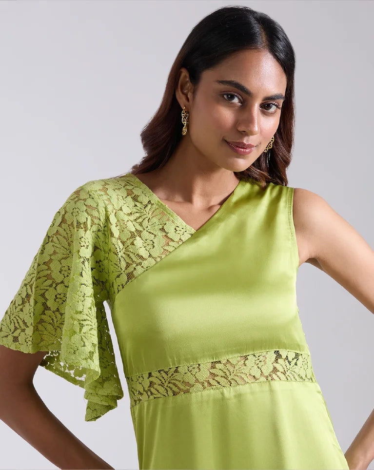 Buy Artemis Lace Asymmetrical Neckline Dress 