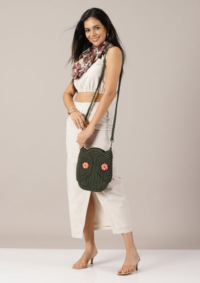 Olive Crochet Crossbody Bag