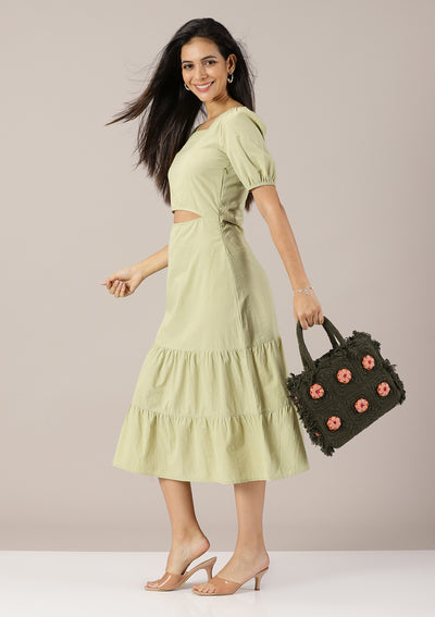 Olive Crochet Mini Handheld Bag