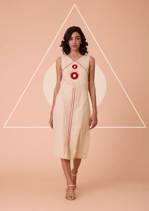 Amara V Neck Embroidered Solid Dress