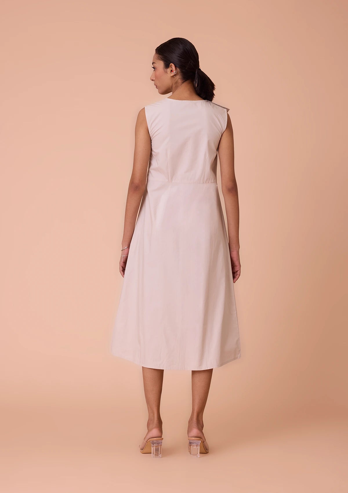 Buy Anurae Asymmetrical Lapel Collar Mid Calf Length Dress