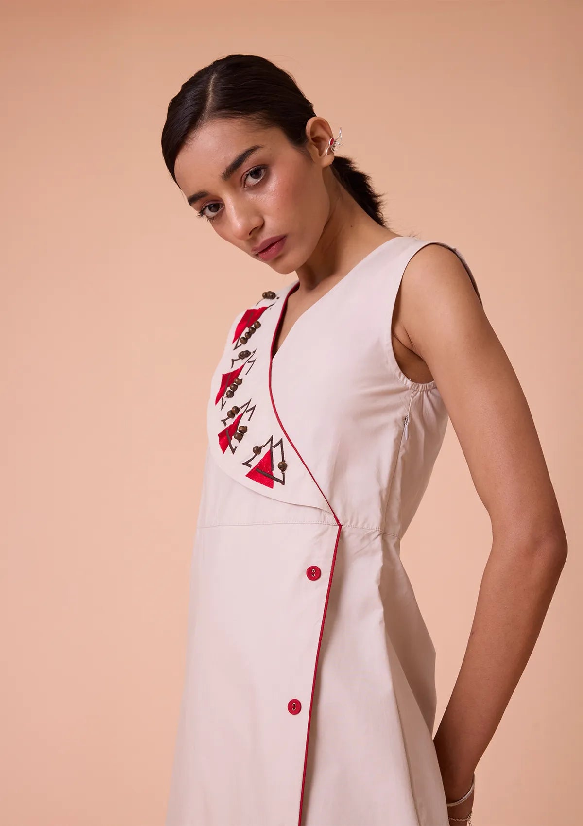 Anurae Asymmetrical Lapel Collar Mid Calf Length Dress Price