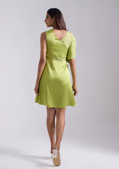 ARTEMIS Lace asymmentrical neckline dress