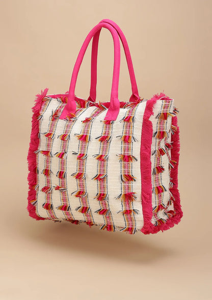 Acrylic Fringed Handcrafted Tote Bag Price