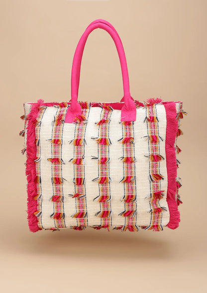 Buy Acrylic Fringed Handcrafted Tote Bag