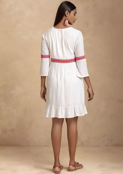 Adhara - Sassy White Dress with elegant Embroidery Price