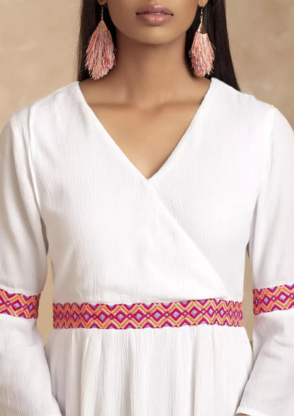 Adhara - Sassy White Dress with elegant Embroidery For Women