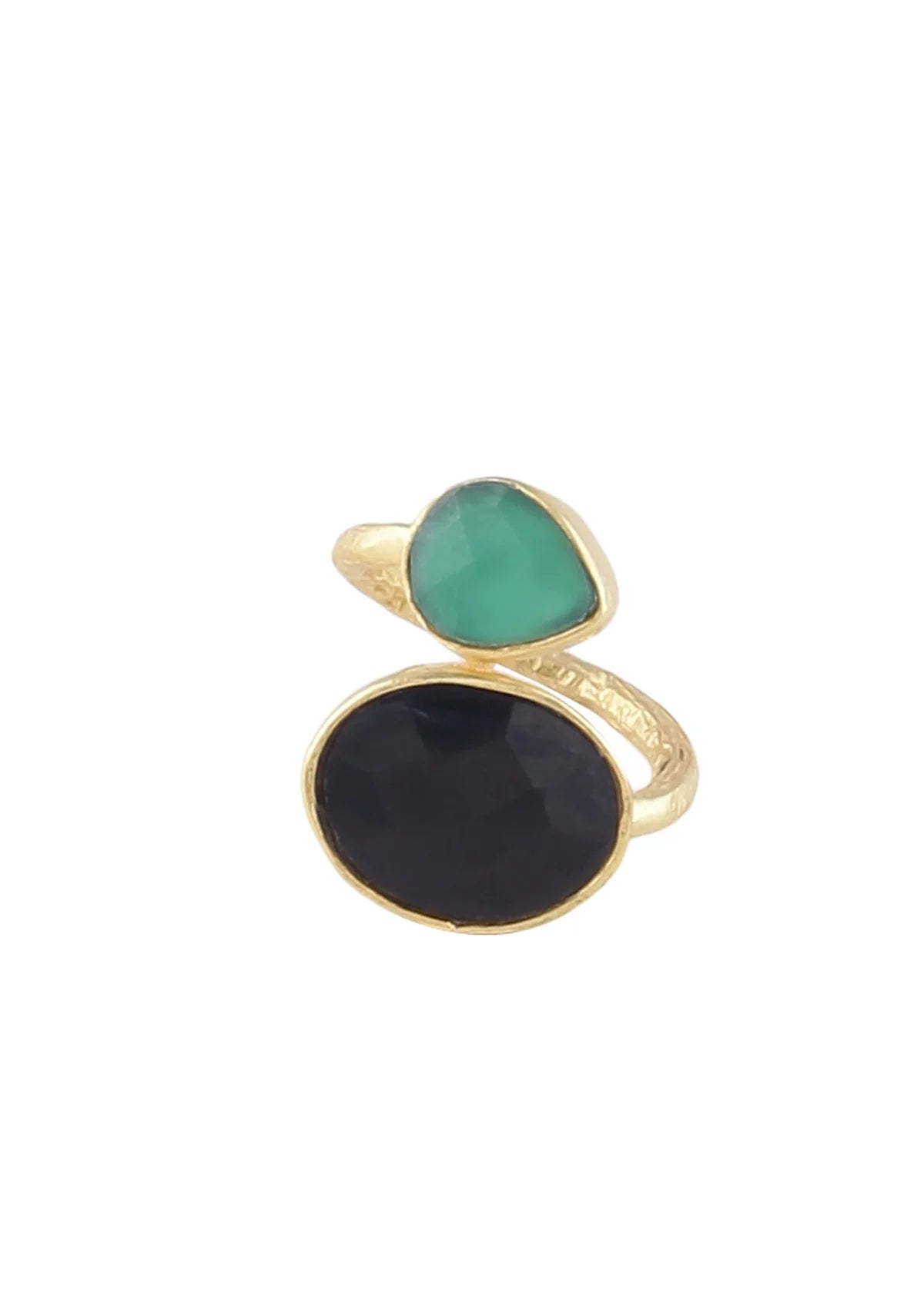 Adjustable Green_Black women Onyx Ring