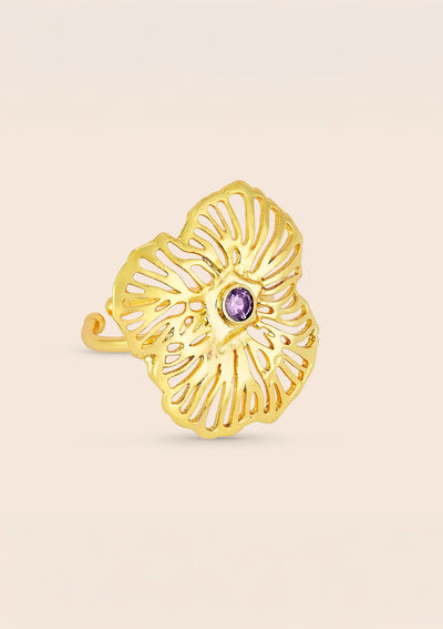 Buy Adjustable Amethyst Studded Statement Ring Online