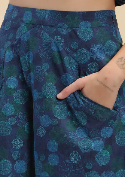 Aegean - Retro Printed Crop Top and Skirt For Women