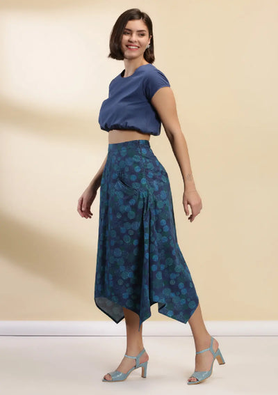 Aegean - Retro Printed Crop Top and Skirt