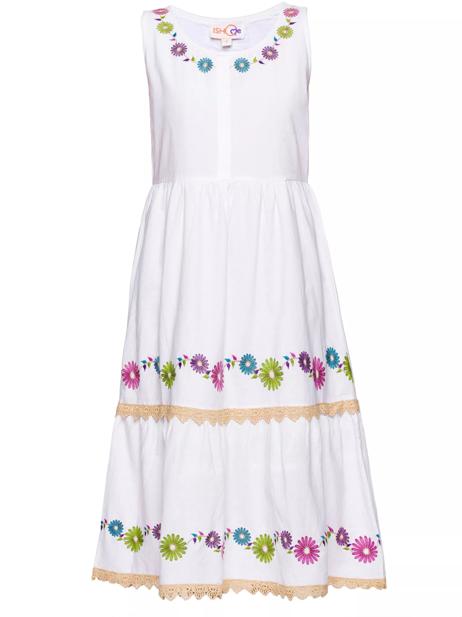Buy Angel Mist - Cotton Embroidered Tiered Dress Price