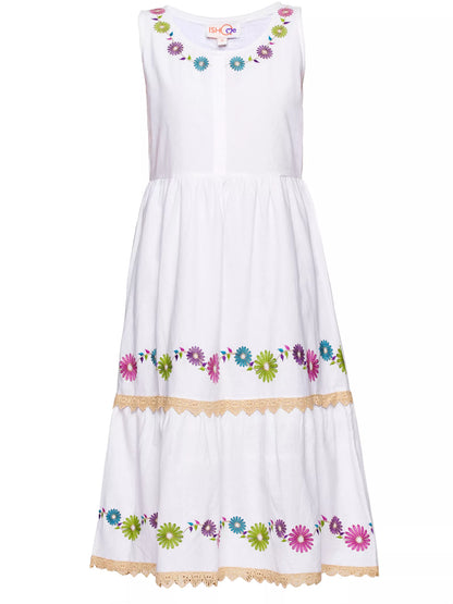 Buy Angel Mist - Cotton Embroidered Tiered Dress Price