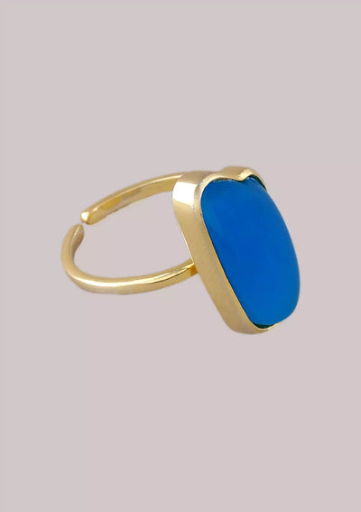 Aqua Chalcedony 18K Gold Plated Ring