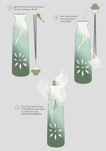 Ash Catcher Incense (Agarbatti) Stand - Aquamarine 