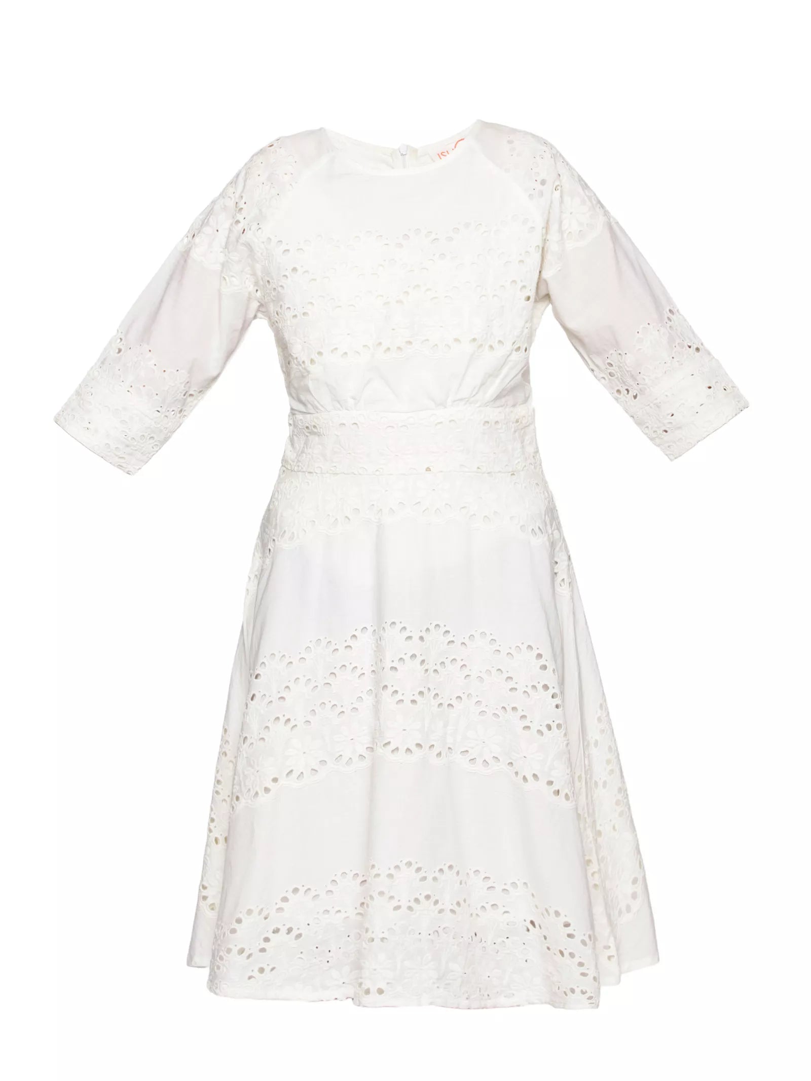 Astra - Charming White Schiffli Dress