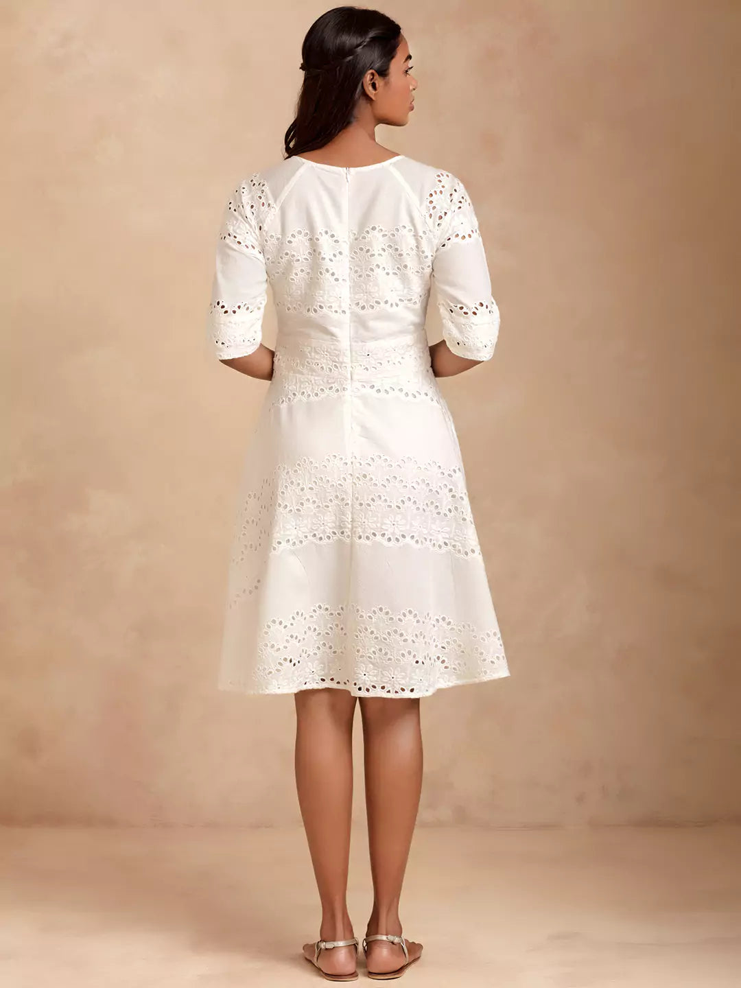 Astra - Charming White Schiffli Dress