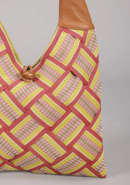 Brown Basket Weave Beach Bag For Women