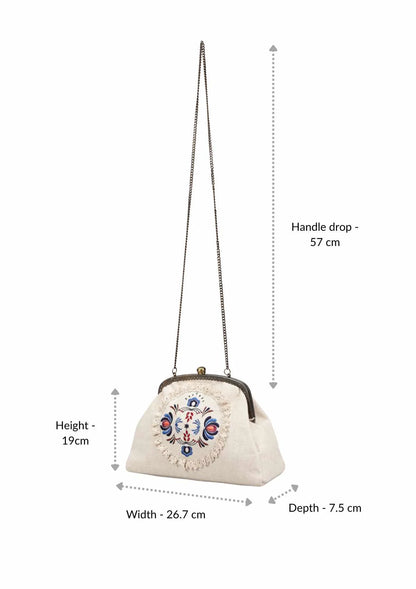 Beige handheld clutch and sling bag Online