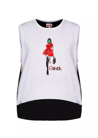 Buy Black & White Sleeveless T-Shirt Online