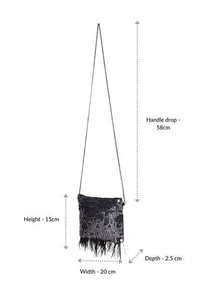 Black sequin sparkling mini sling bag For Women