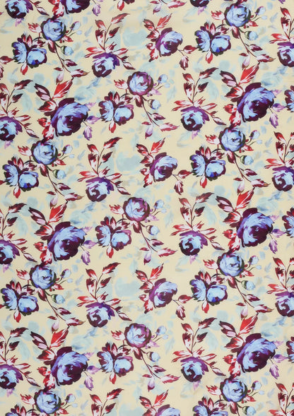 Blue and Burgundy Floral Scarf