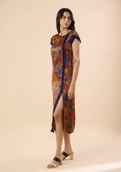 Cora Gold Floral Petal Dress