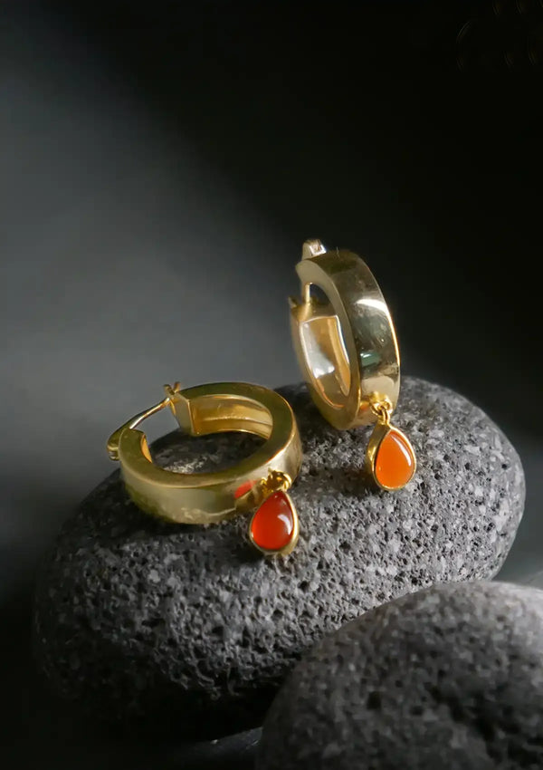 Carnelian Drop Hoops