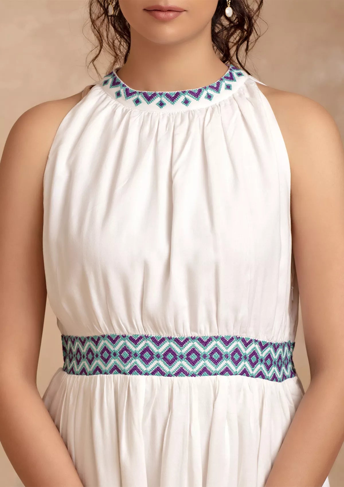 Celeste - White Rayon Dress For Women