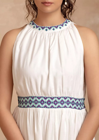 Celeste - White Rayon Dress For Women