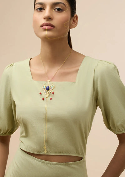 Coral Drop with Lapis Lazuli Necklace