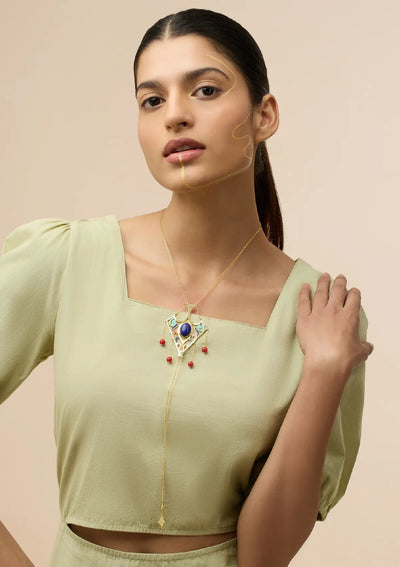 Coral Drop with Lapis Lazuli Necklace