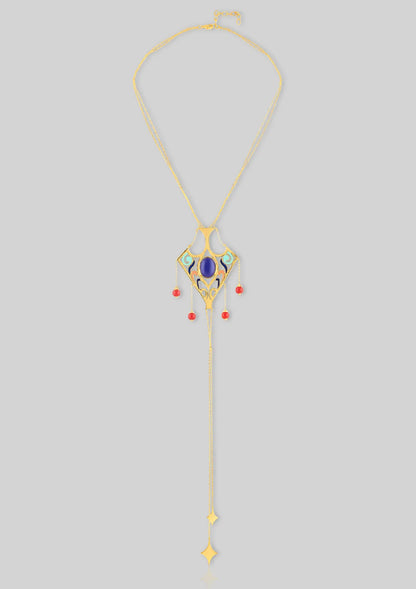 Coral Drop with Lapis Lazuli Necklace Price