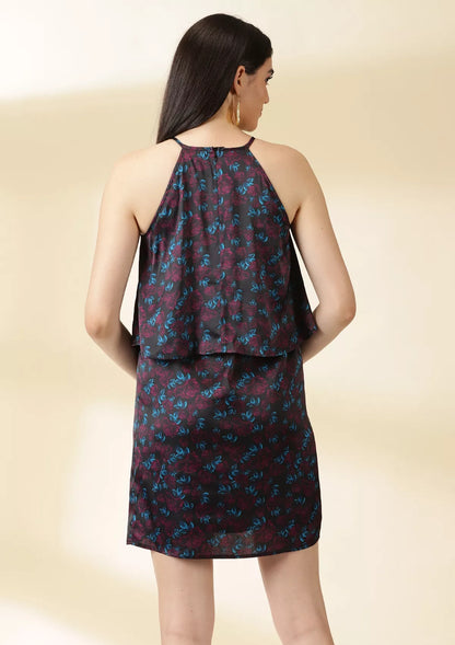 Dark Rose Halter Neck Dress Online