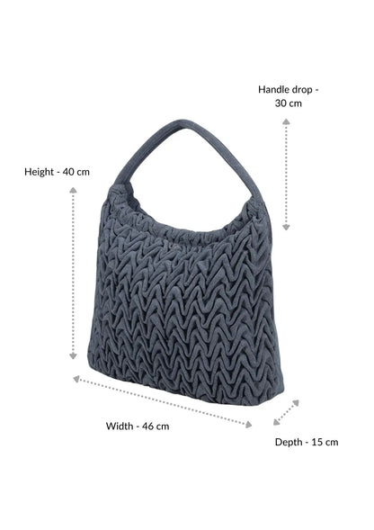 Denim Smocked Tote Bag For Women