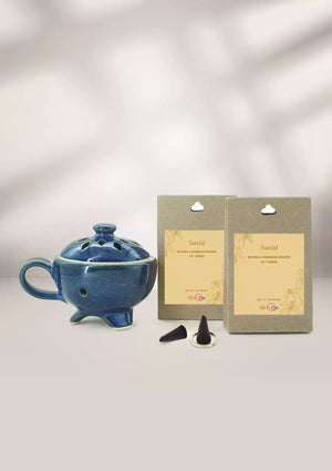 Deep Blue Dhoop Stand and Dhoop Cones Combo