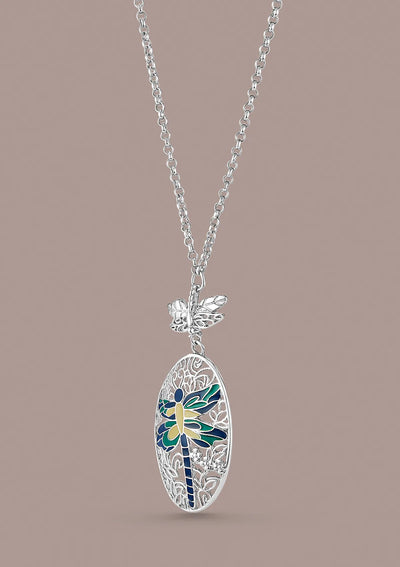 Buy Dragonfly Pendant Silver Necklace Online