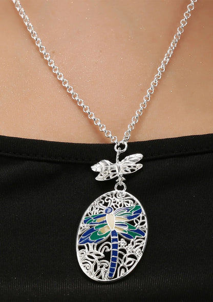 Buy Dragonfly Pendant Silver Necklace