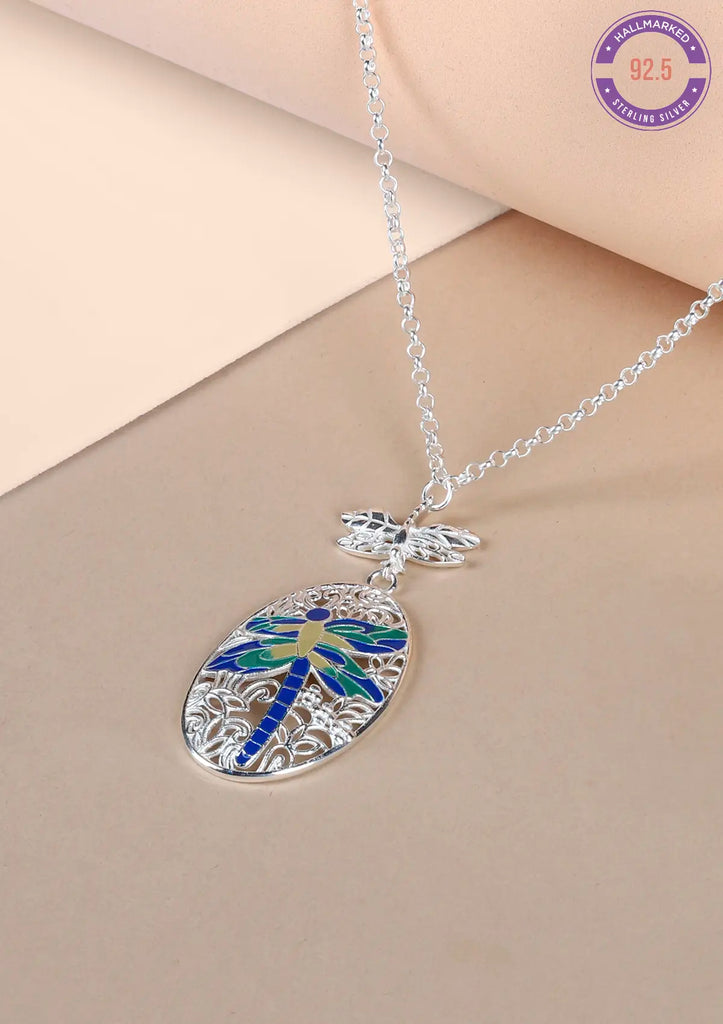 Dragonfly Pendant Silver Necklace