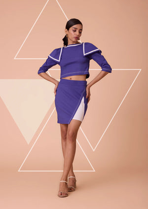 Elyra Flap Shoulder Crop Top & Mini Skirt Set
