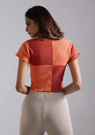 Colour Blocked Rib Crop Top
