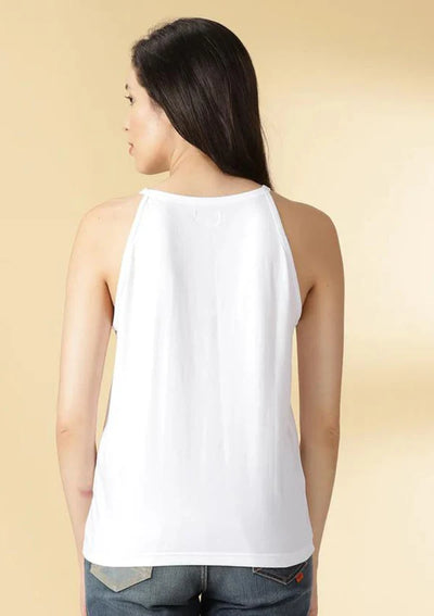 White Sleeveless T-Shirt - IshqMe