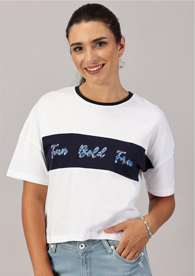 Embroidered Cut Panel T-shirt